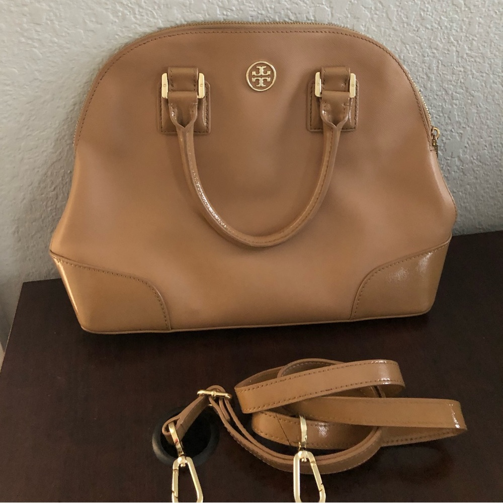 Tory Burch Robinson Dome Camel Satchel